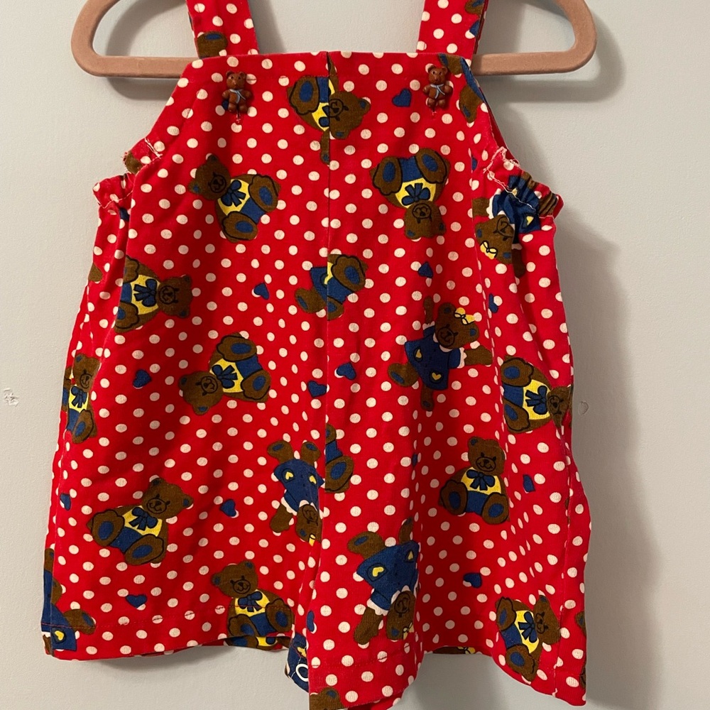 Unique Vintage Red Polka Dot Teddy Bear Bodysuit